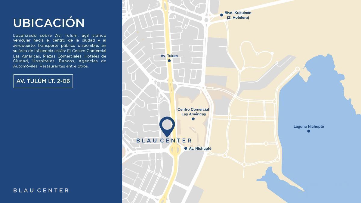 Oficina en venta en cancun centro - mapa con la ubicación donde se encuentra la oficina acompañado de texto con referencias
