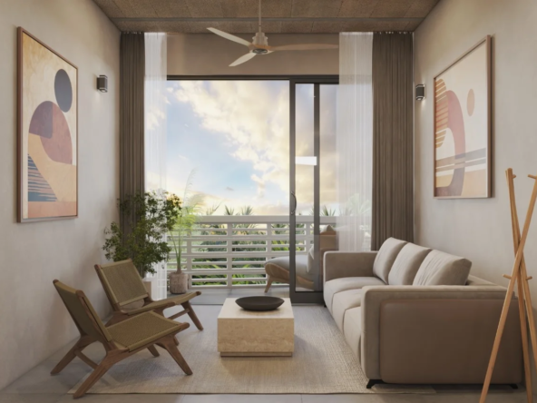 Departamentos en venta en Erenia Cancún área estancia2