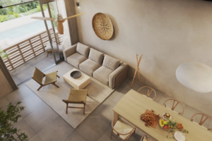 Departamentos en venta en Erenia Cancún área estancia