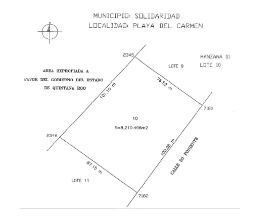 PLANO Terreno en venta en Playa del Carmen