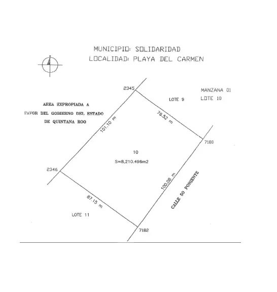PLANO Terreno en venta en Playa del Carmen