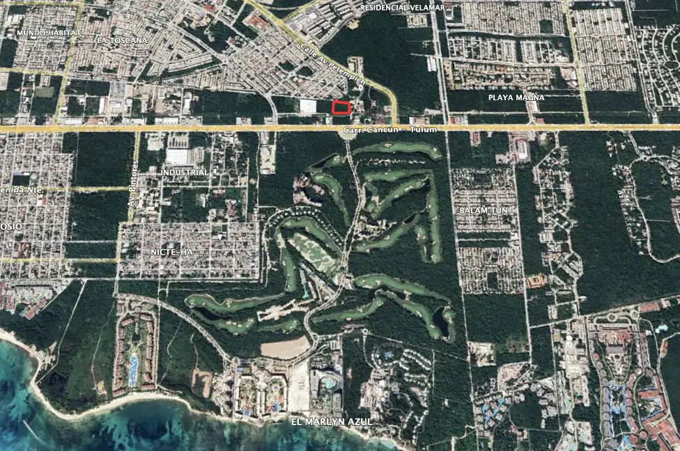 VISTA AÉREA TERRENO EN VENTA EN PLAYA DEL CARMEN 1