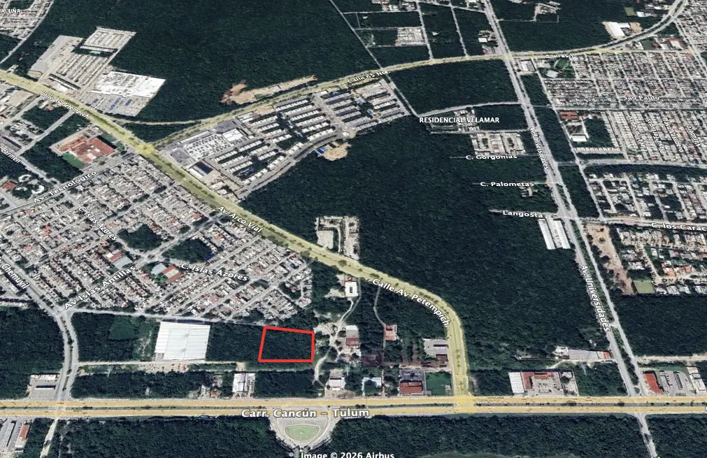 VISTA AÉREA TERRENO EN VENTA EN PLAYA DEL CARMEN 4